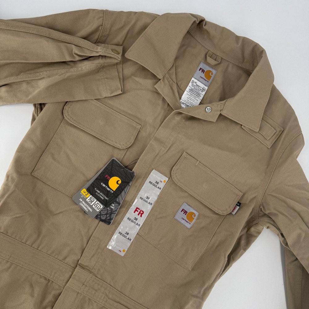 Carhartt FR‎ Flame Resistant Coveralls Tan 38 Regular CAT 2 ATPV 11.0 NWT
